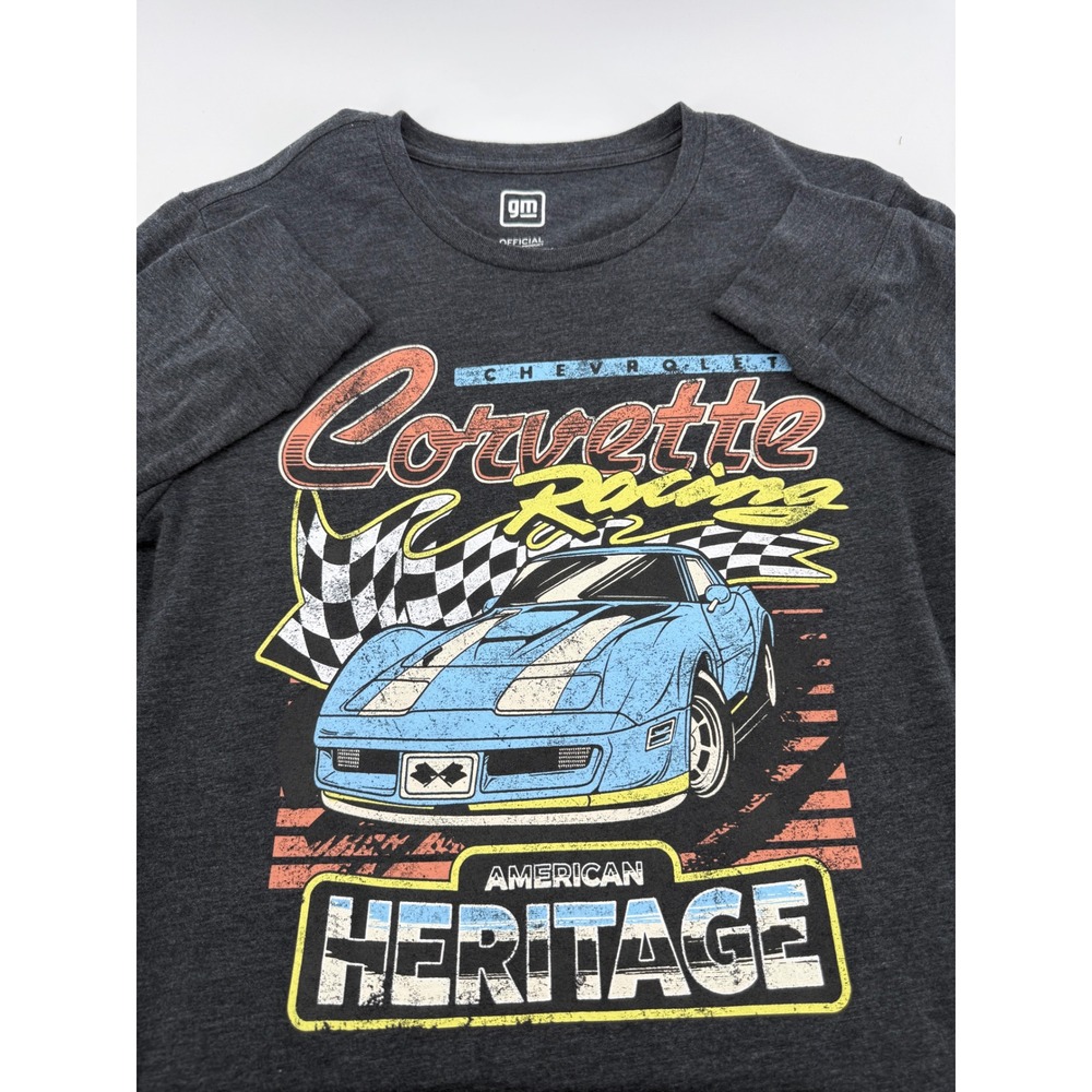 GM Corvette Racing American Heritage Long Sleeve Graphic T-Shirt Charcoal Medium